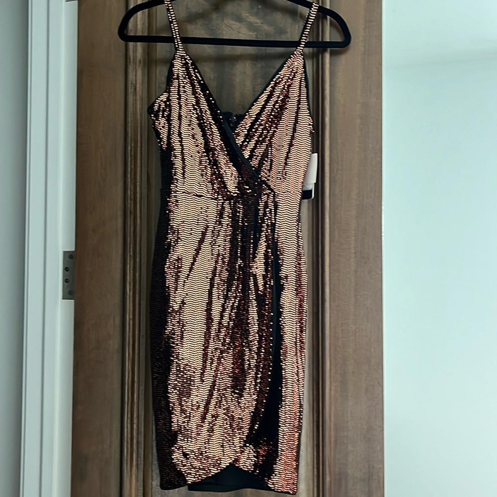 NWT Guess size 4 copper/gold sequin mini dress